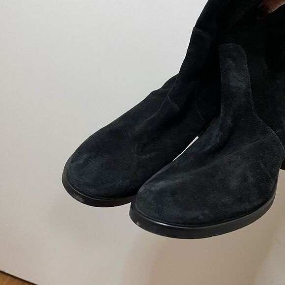 Aquatalia Black suede leather chunk heel ankle boots size US 9.5 - Picture 3 of 9